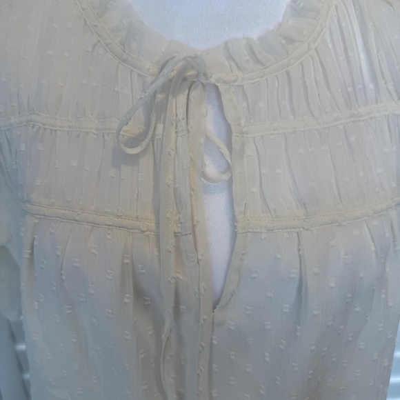 Loft Ruffle Neckline Short Sleeve Blouse Women Size Small White - Picture 13 of 14